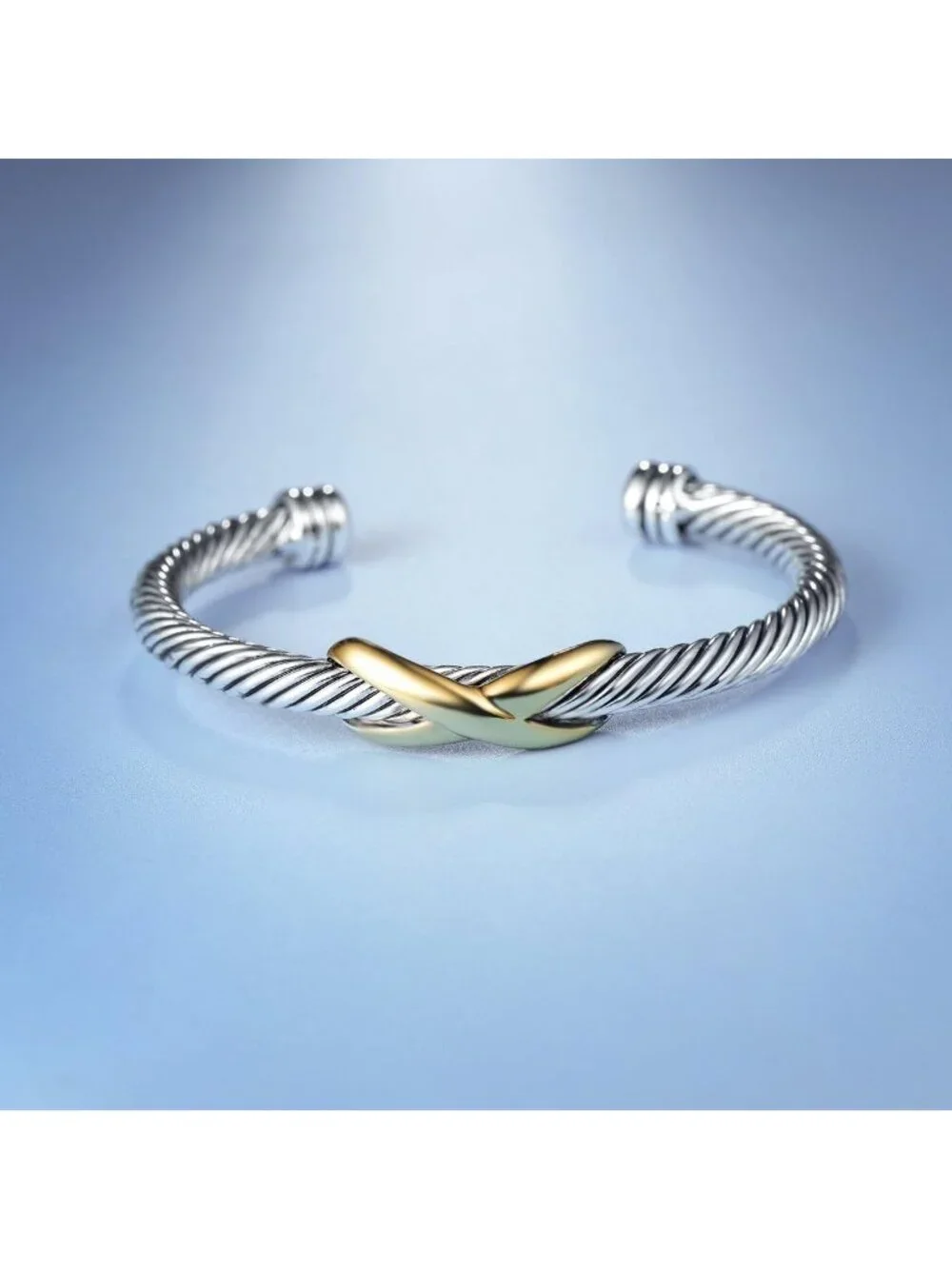Elegant Twisted Cable Wire Bangle Bracelet with Gemstones - Perfect Holiday Gift